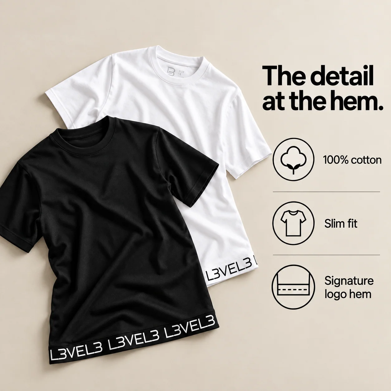 L3VEL3™ Premium Logo Strip T-shirt