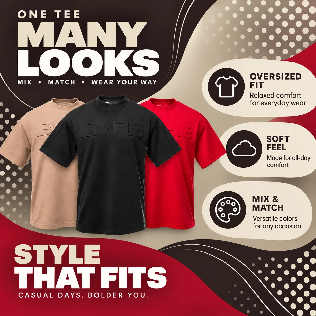 Oversized Logo Tee Mix & Match Bundel 3-Pack
