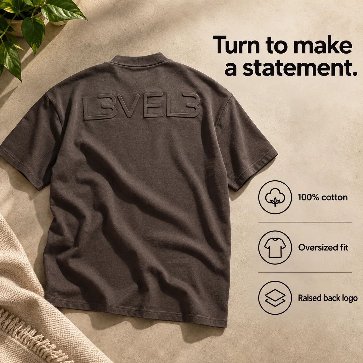 L3VEL3™ OVERSIZED T-Shirt mit Rücken-Logo