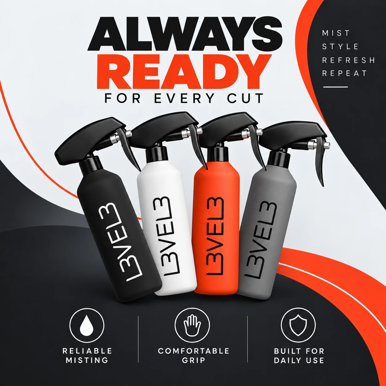 Rubberized sprayflessen 4-pack