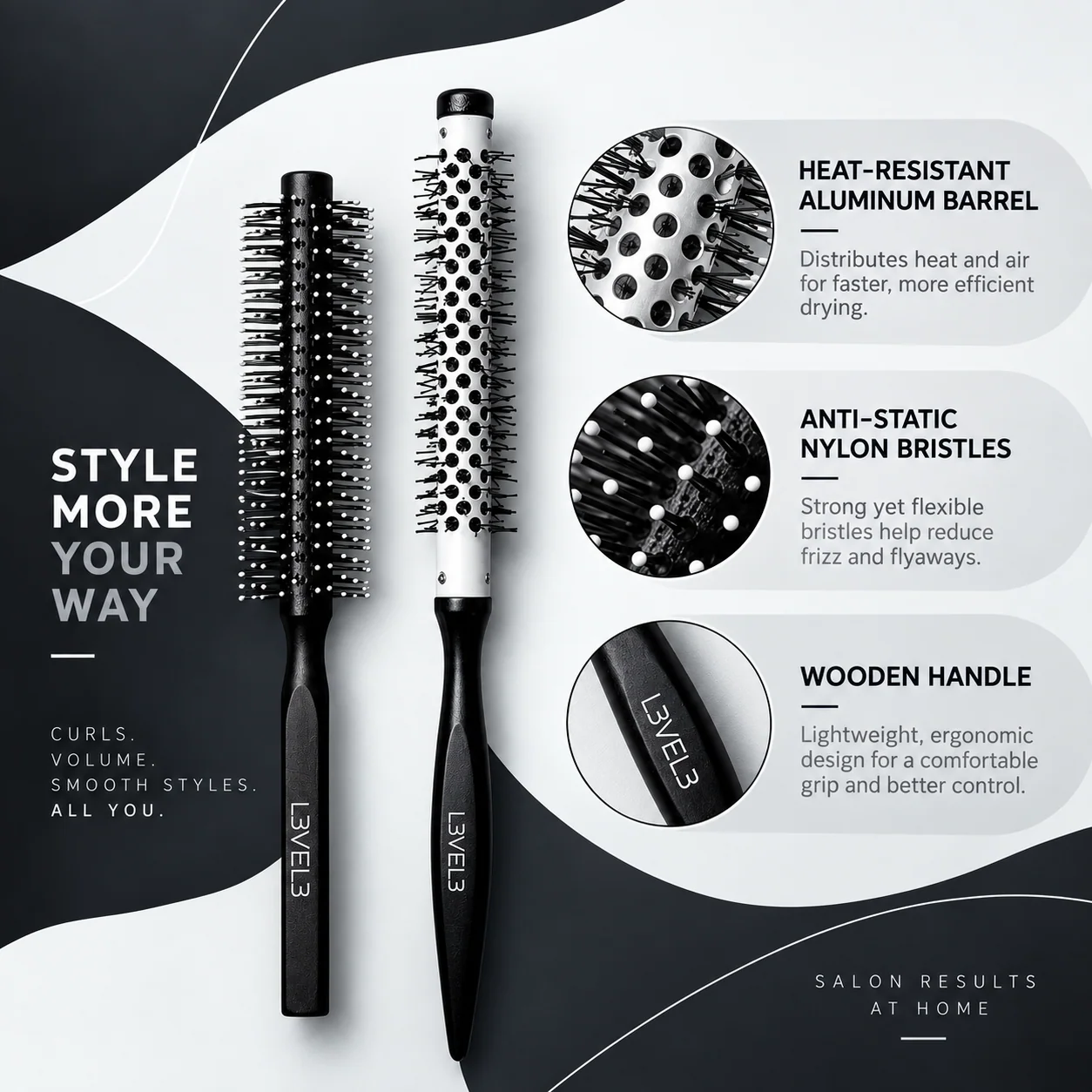 Round Brush Set - 2 Pc