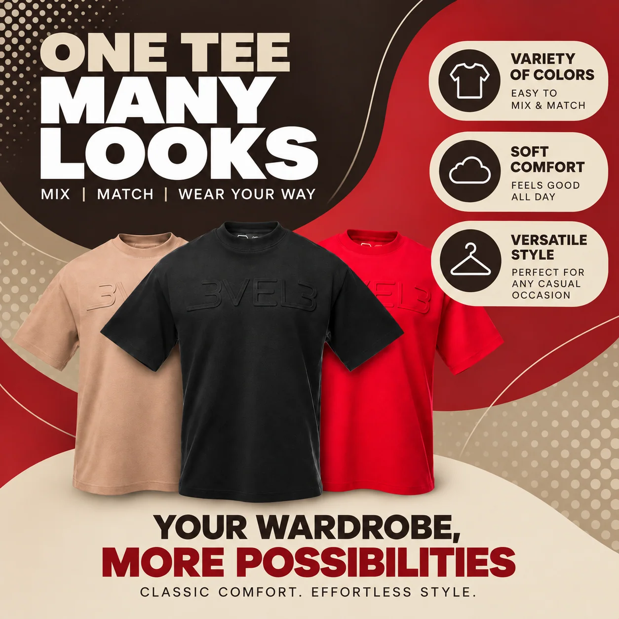 Oversized Logo Tee Mix & Match Bundel 3-Pack