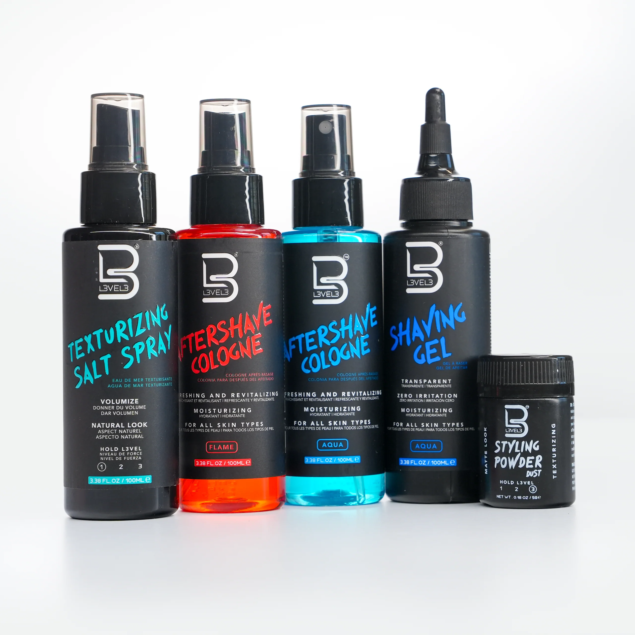 Rejsesæt – Aftershave Cologne, Shaving Gel, Salt Spray & Styling Powder